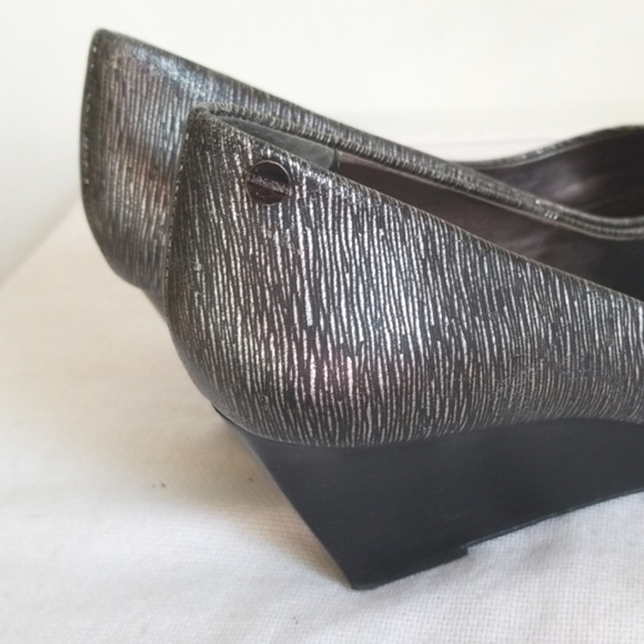 Calvin Klein Silver Black Leather Wedge Saxton - Picture 4 of 8